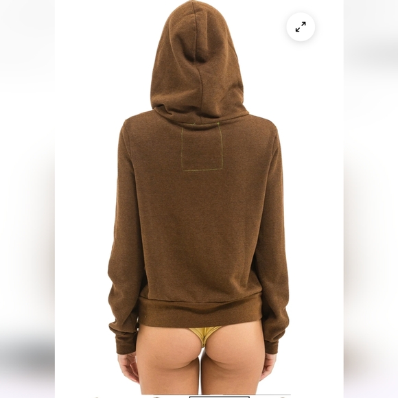 NWT- 5 STRIPE HOODIE - CHOCOLATE // RAINBOW WHITE- Sz S - Picture 2 of 5